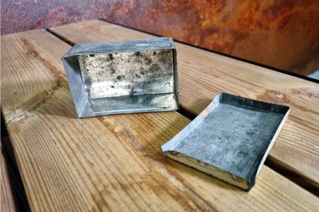 boîte traitement docteur, métal et papier, ancien, vintage, chiner, brocante