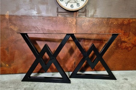 Pieds de table métal en triangles style industriel, culture vintage, décoration loft, design contemporain