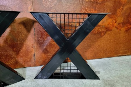 Pieds de table métal et grillage design X piétement acier style industriel déco indus loft