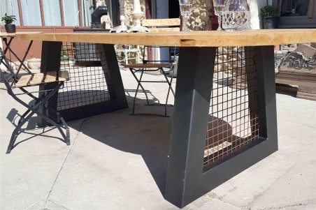pieds de table jardin évasés métal et grillage piétement acier style industriel déco indus loft