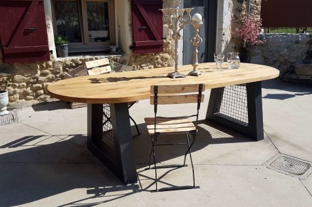 pieds de table jardin évasés métal et grillage piétement acier style industriel déco indus loft