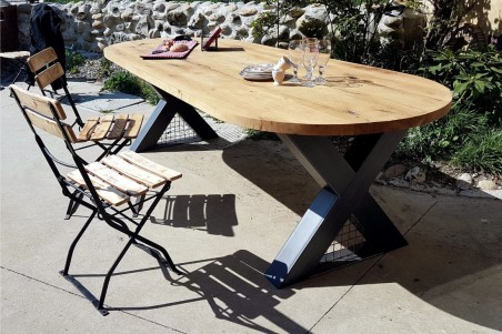 pieds de table jardin en X métal et grillage piétement acier style industriel déco indus loft