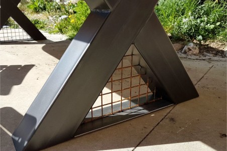 pieds de table jardin en X métal et grillage piétement acier style industriel déco indus loft