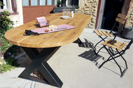 pieds de table jardin en X métal et grillage piétement acier style industriel déco indus loft