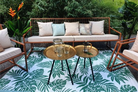 Tapis de jardin exotique nature feuilles pour l'extérieur imperméables décoration tropicale