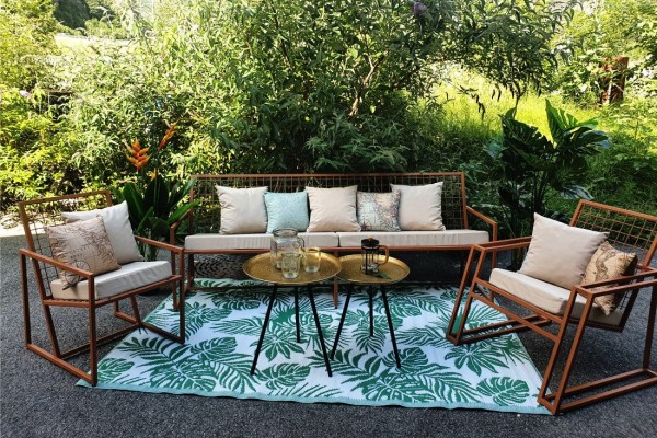 Tapis de jardin exotique nature feuilles pour l'extérieur imperméables décoration tropicale 2