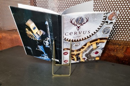 support catalogue livre doré , support filaire doré, décoration pour stand magasin bureau,