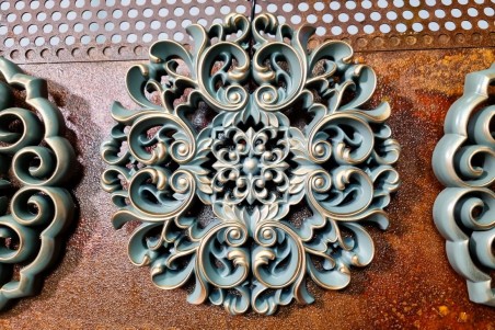 rosaces bleues dorées verts décoration murale à accrocher au mur style antique set de 3 déco petit espace