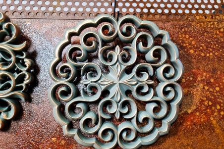 rosaces bleues dorées verts décoration murale à accrocher au mur style antique set de 3 déco petit espace