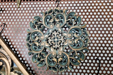 rosaces bleues dorées verts décoration murale à accrocher au mur style antique set de 3 déco petit espace