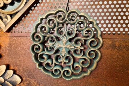 rosaces bleues dorées verts décoration murale à accrocher au mur style antique set de 3 déco petit espace