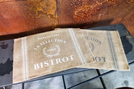 Set de table bistrot jute blanc ou gris  décoration champêtre style vintage dessous d'assiette