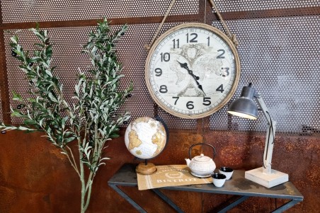 lampe industrielle , bois cérusé et métal, projecteur orientable, décoration vintage, style indus