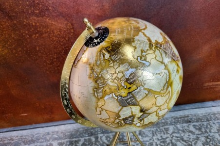 Globe vintage blanc et doré trépied or grand format style industriel décoration de bureau