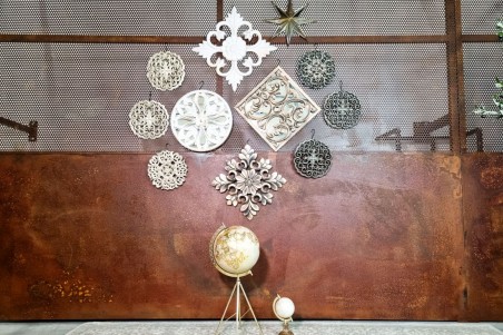 Globe vintage blanc et doré trépied or grand format style industriel décoration de bureau