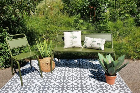 coussin lin végétal 50x30 rectangle beige feuilles vertes décoration végétale style tropical