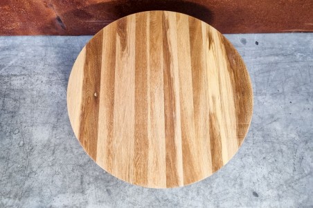 table basse ronde métal de qualité artisanale haut de gamme luxe plateau bois de chêne ou bois de hêtre