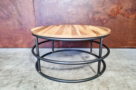Table basse contemporaine ronde métal - Néhou bois
