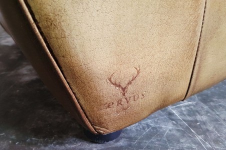 Fauteuil cuir vert olive vintage design métal  style indus déco loft