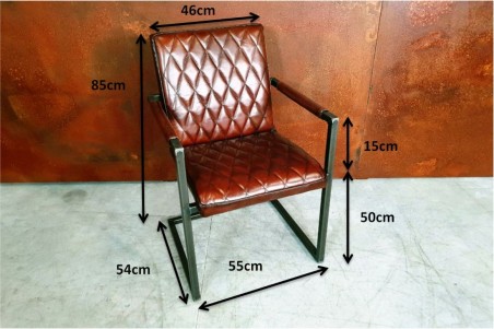 Locarn 1.0 - Chaise vintage en Cuir et Métal - tube carré