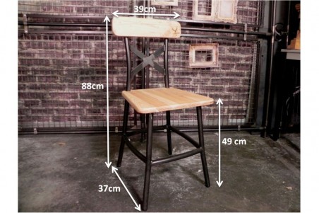 Chaise Bistrot Industrielle Bois et Métal - BAYEL