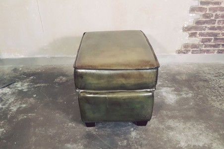 Repose-pieds cuir style indus déco vintage design loft art contemporain