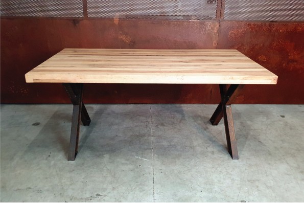 Table vintage en bois et acier - Xantone