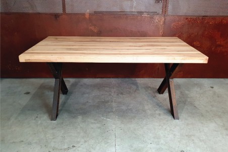 Table vintage en bois et acier - Xantone