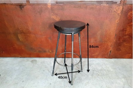CARDROC - Tabouret de bar minimaliste en Bois et Métal