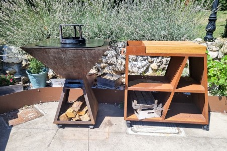 Braséro barbecue corten jardin cuisine outdoor qualité artisanale décoration urbaine style industriel extérieur