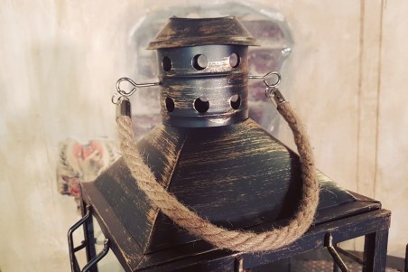 Lanternes métal grillage, effet vieilli - lot de 2