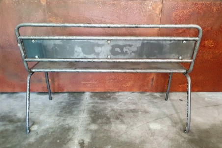 banc métal acier brut vernis ou thermolaqué, déco écolier, design industriel, style vintage