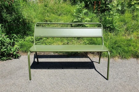 banc kaki, extérieur, jardin, style écoliers, acier thermolaqué