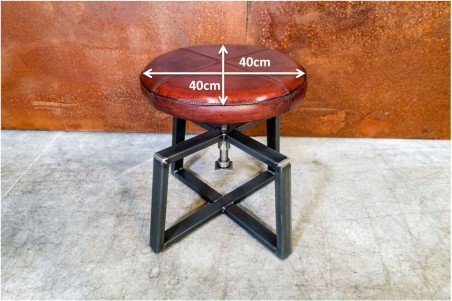 OTHIS - Tabouret de table style industriel en cuir et métal