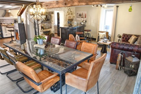 Table style Eiffel acier et verre - Bélesta