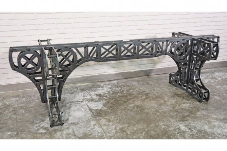 Table style Eiffel acier et verre - Bélesta