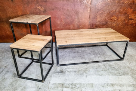 table basse bois rectangle bois de chêne table luxe style industriel