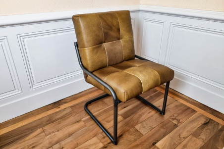 Chaise confort couleur vert olive vintage design métal déco indus loft