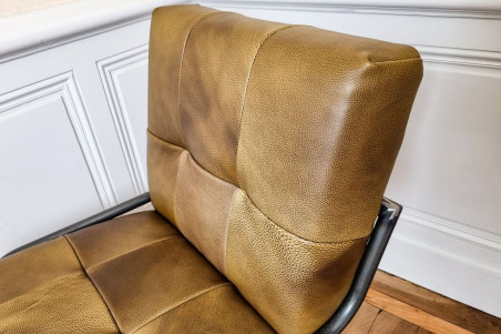 Chaise confort couleur vert olive vintage design métal déco indus loft