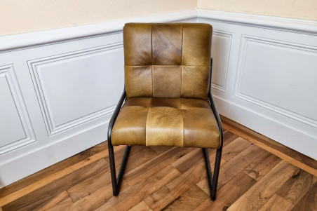 Chaise confort couleur vert olive vintage design métal déco indus loft