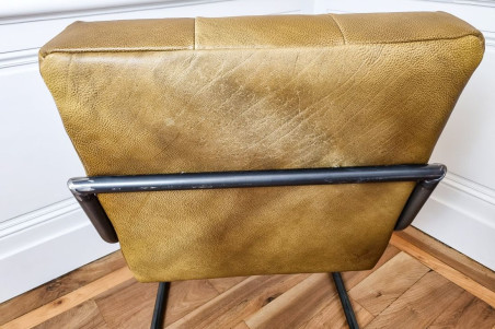 Chaise confort couleur vert olive vintage design métal déco indus loft