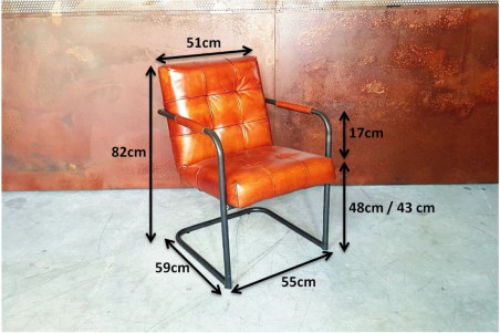 Tavèl 2.0 - Chaise capiton - double confort- en cuir - tube rond