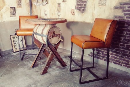 Table haute tonneau style indus déco steampunk bar bistrot design vintage esprit recup