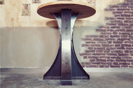 Table haute métal et bois style industriel déco vintage design loft