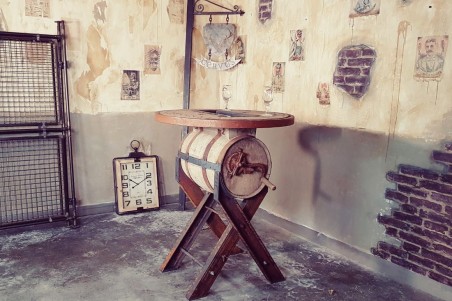 Table haute tonneau style indus déco steampunk bar bistrot design vintage esprit recup