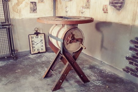 Table haute tonneau style indus déco steampunk bar bistrot design vintage esprit recup