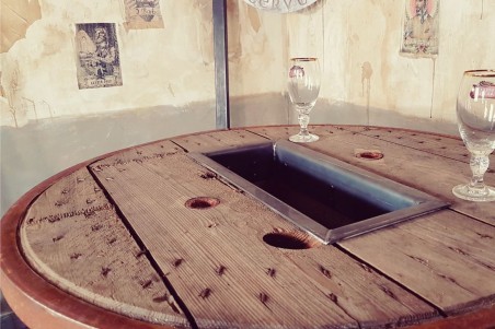 Table haute - tonneau métal bois