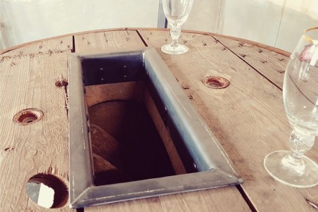 Table haute - tonneau métal bois