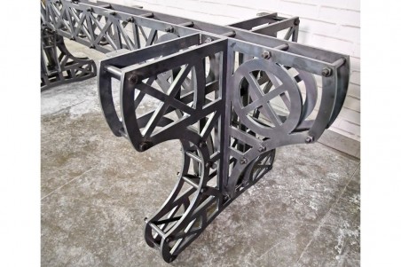 Table style Eiffel acier et bois - Bélesta