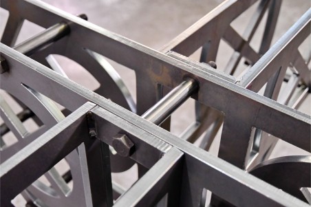 Table style Eiffel acier et bois - Bélesta